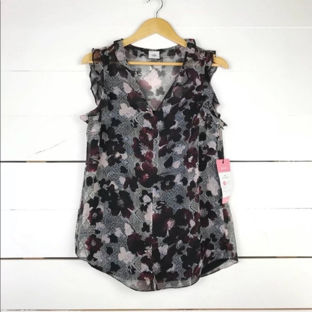 Cabi 3618 Weaver Blouse floral sheer sleeveless